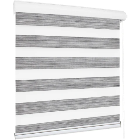 Marlow 180 x 210 Blackout Zebra Roller Blind Curtains Double Window Sunshade - Grey