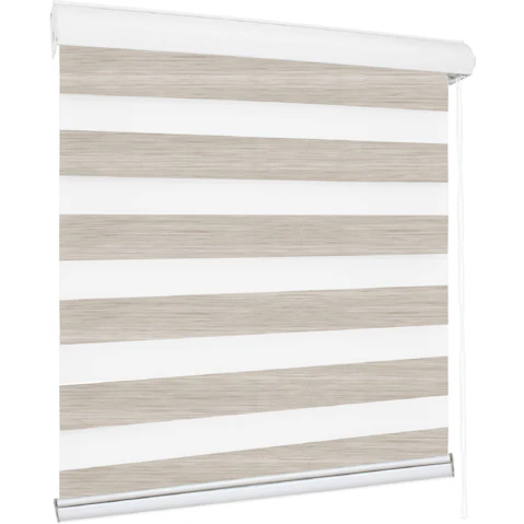 Marlow 180 x 210 Blackout Zebra Roller Blind Curtains Double Window Sunshade - White