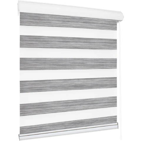 Marlow 90 x 210 Blackout Zebra Roller Blind Curtains Double Window Sunshade - Grey