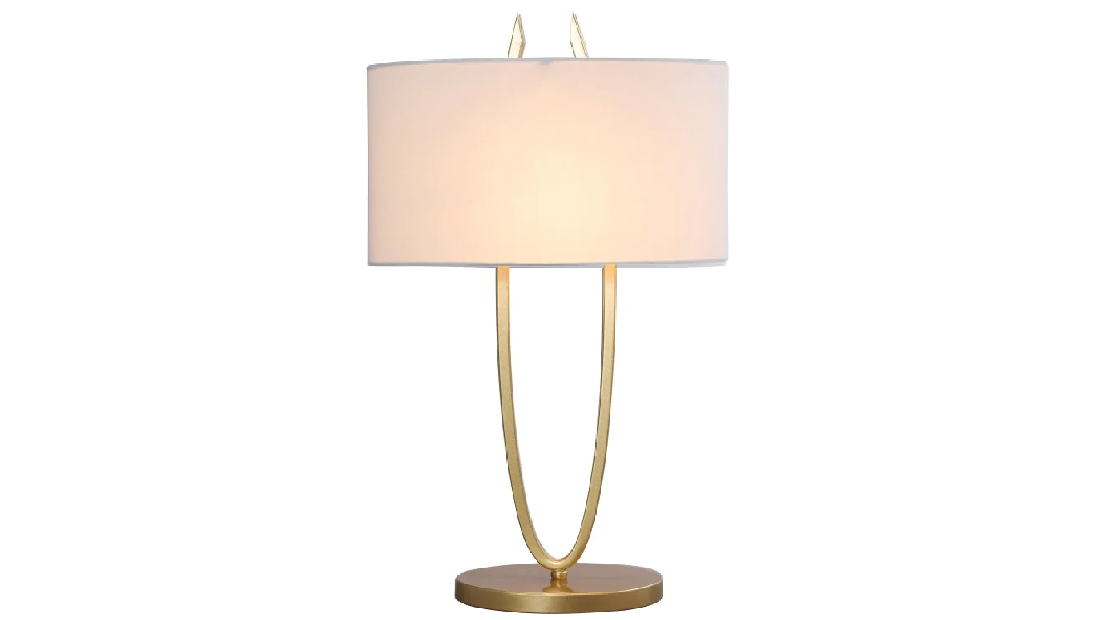 Luminea Gina Modern Fabric Shade Metal Table Lamp Light - Gold / White