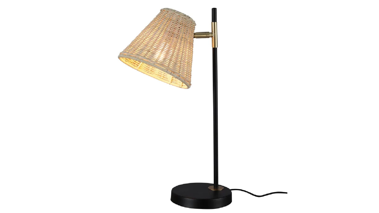 Luminea Lisa Classic Woven Rattan Shade Table Lamp Light - Black Natural