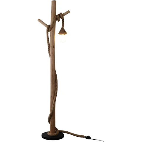 Luminea Birk Minimalist Wood Hanger Floor Lamp Light - Natural