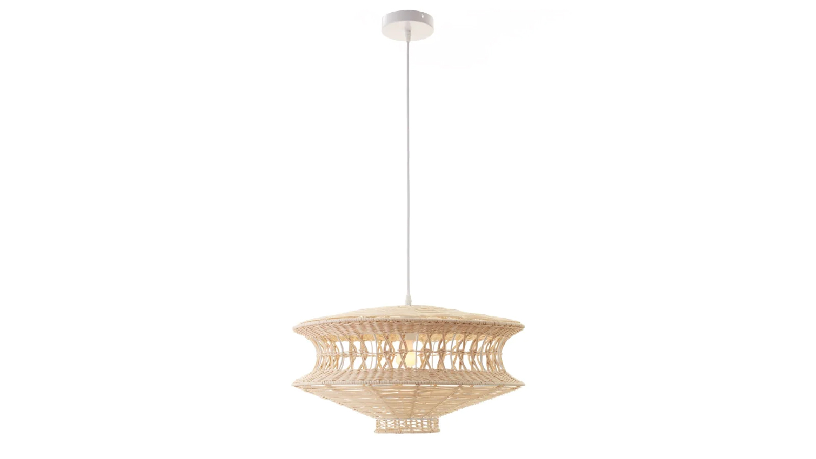 Luminea Klemens Cylindrical Disc Rattan Pendant Lamp Light - Natural