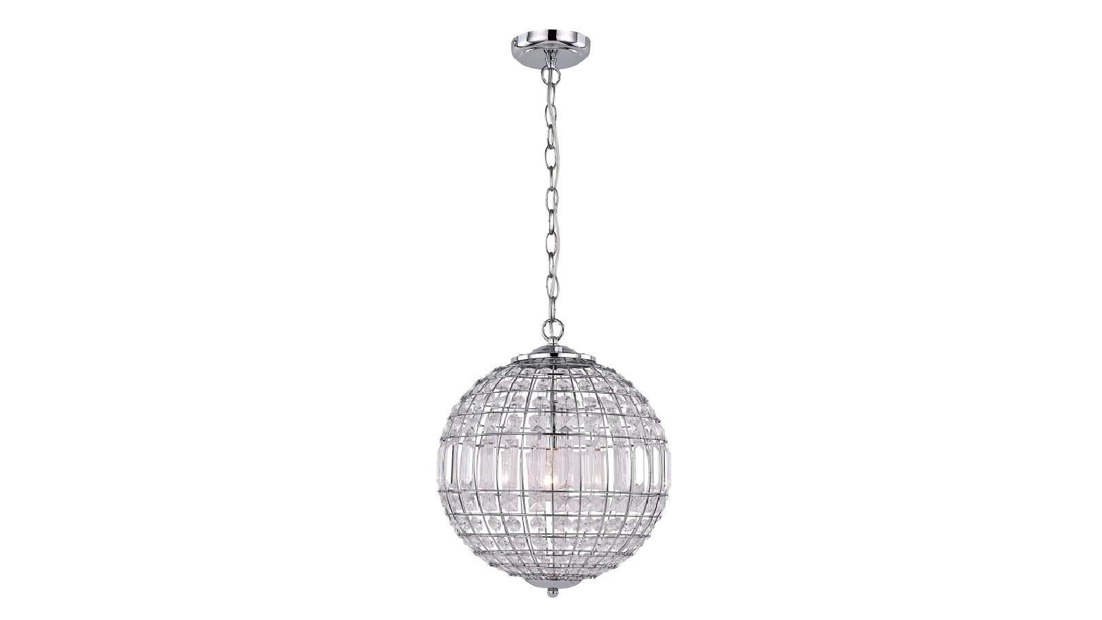 Luminea Small Kamala Glass Drop Modern Pendant Lamp Light - Chrome Clear