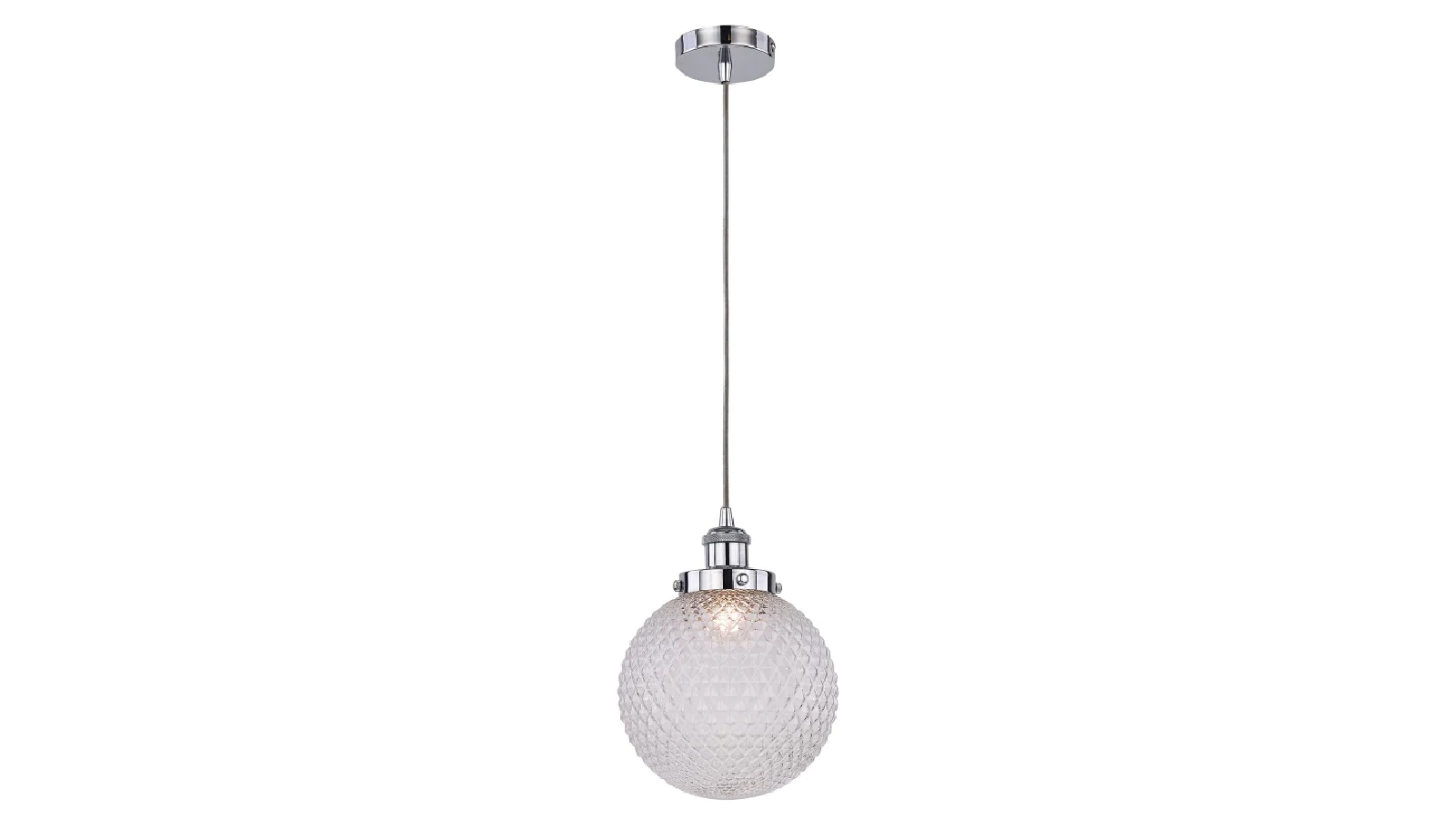 Luminea Large Carly Modern Glass Shade Pendant Lamp Light - Chrome / Clear