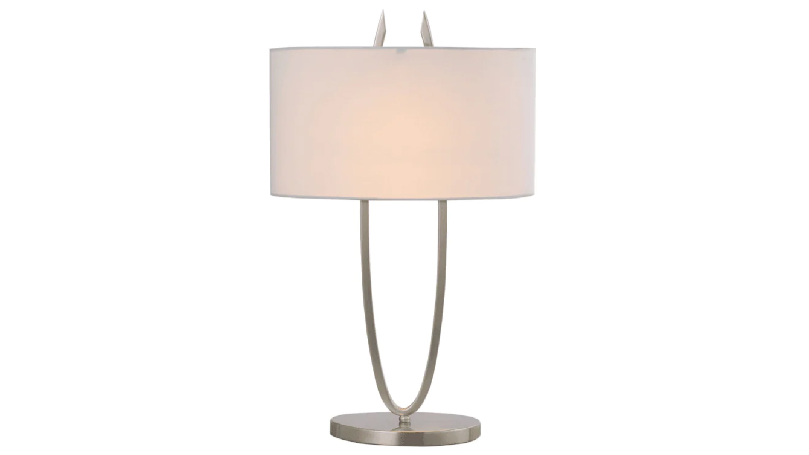 Luminea Gina Modern Fabric Shade Metal Table Lamp Light - Stain Chrome / White