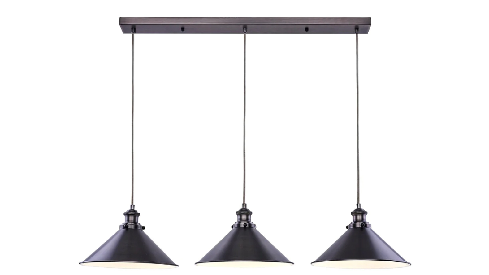 Luminea Ambrose Modern 3-Lights Metal Shade Ceiling Lamp Light - Pewter