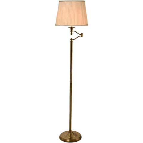 Luminea Kira French Design Modern Elegant Free Standing Reading Light Floor Lamp - Brass & Cream