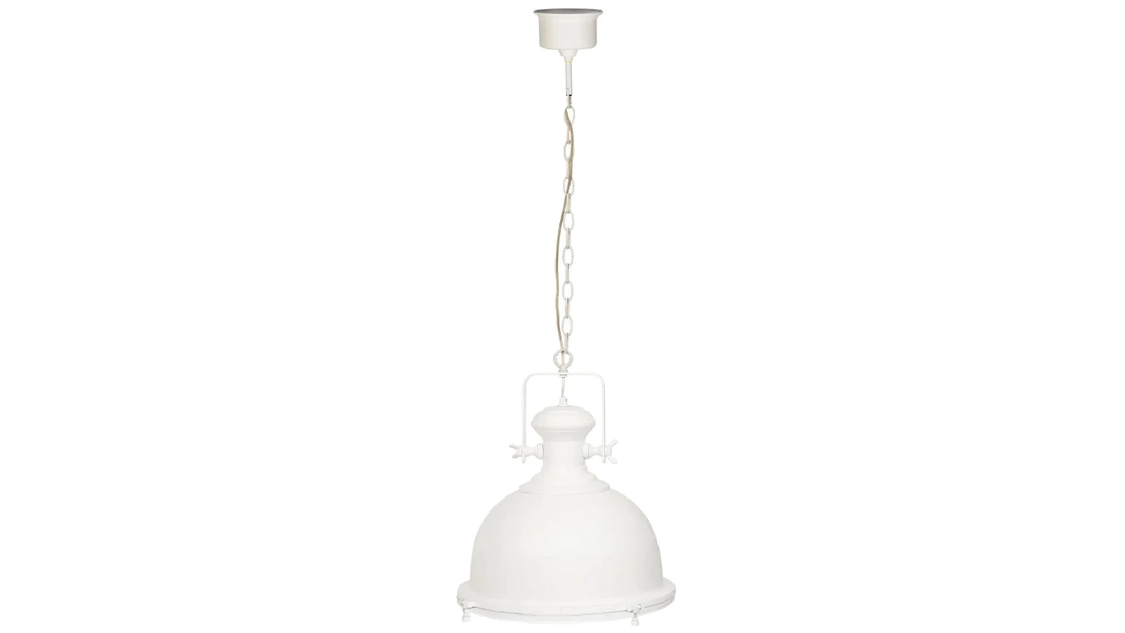 Sylvania Lighting 120 cm Industrial Bell Shape Chain Cord Gandara Classic Pendant Light Lamp   - White Glass Chrome