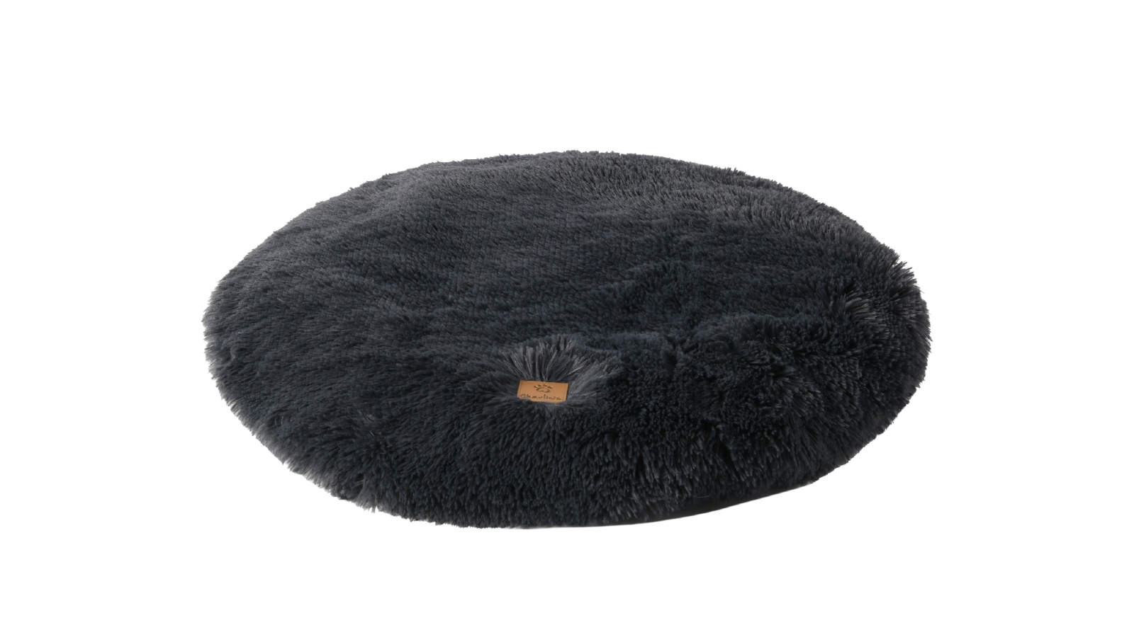 Charlie's Small Shaggy Faux Fur Round Padded Lounge Mat - Charcoal