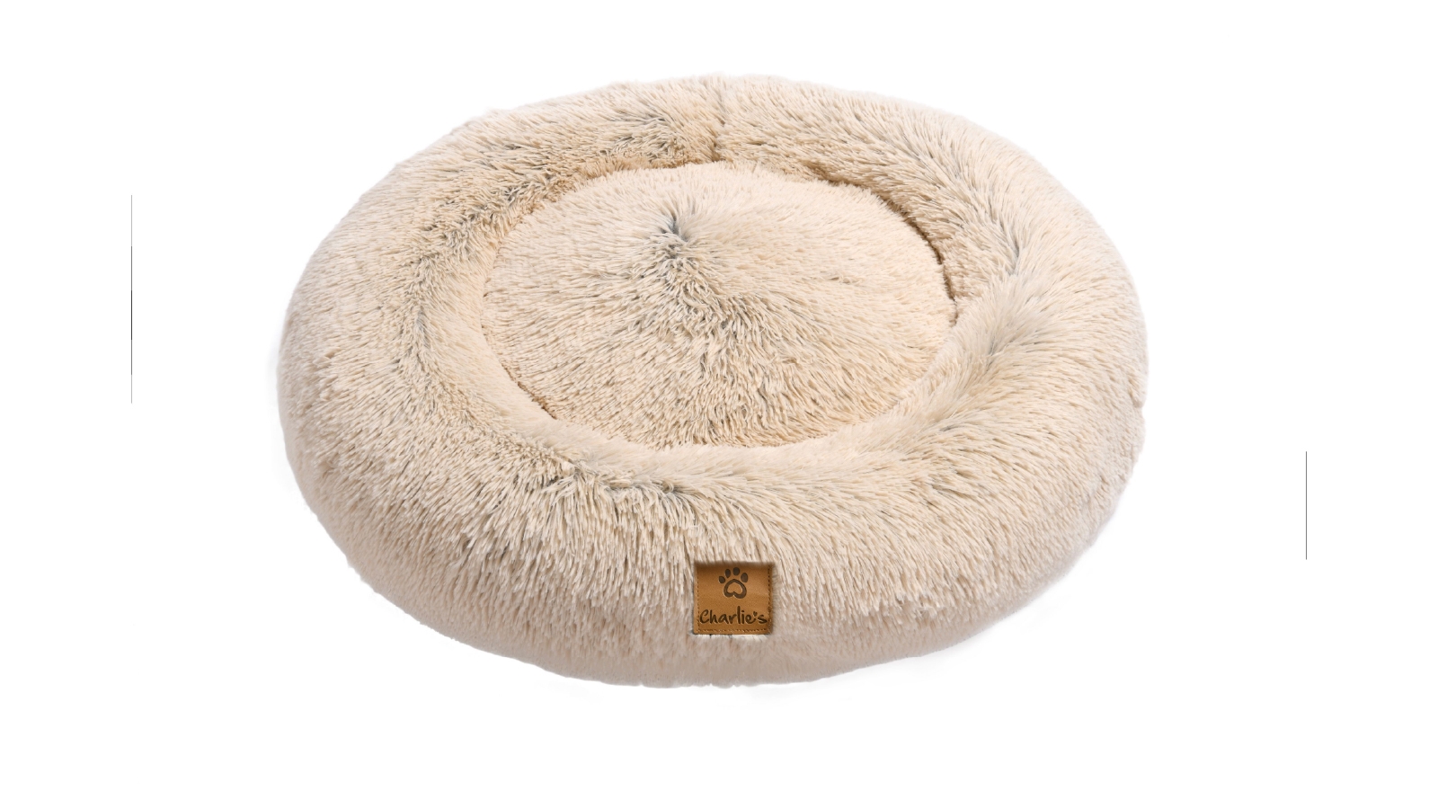 Charlie's Large Faux Fur Fluffy Calming Pet Bed Nest - Cream Chinchilla
