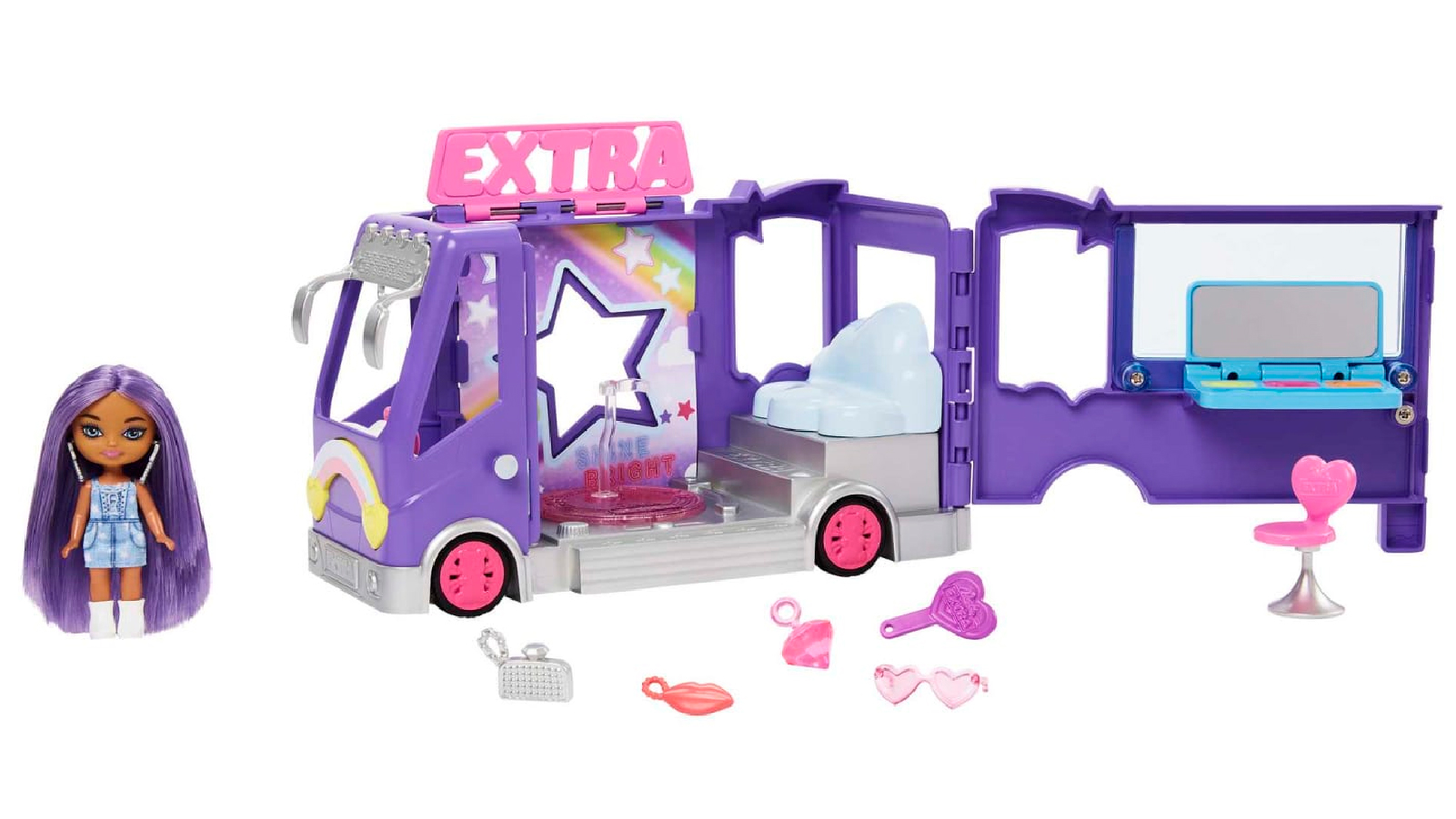 Barbie Extra Mini Minis Tour Bus Playset With Doll Expandable Vehicle Clothes And Accessories