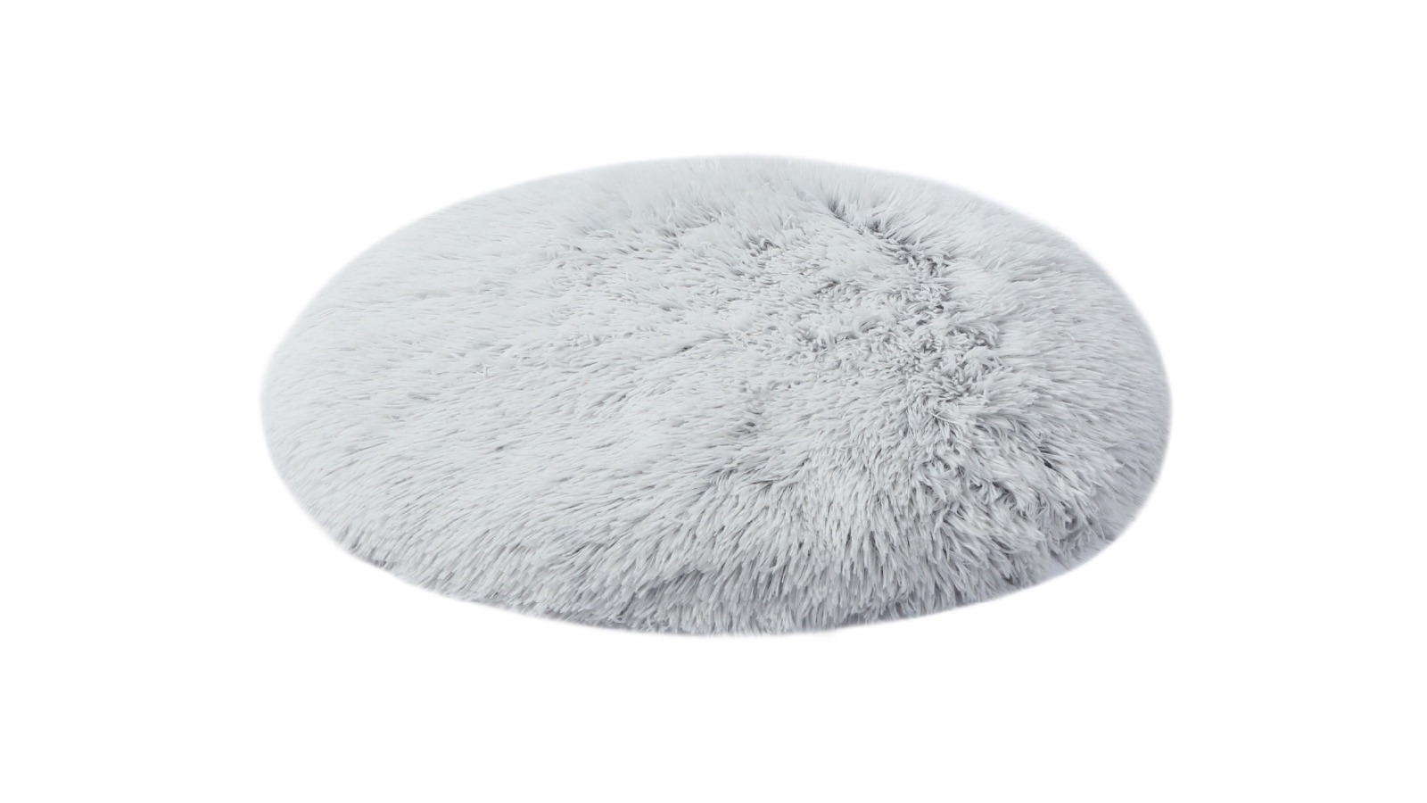 Charlie's Small Shaggy Faux Fur Round Padded Lounge Mat - Arctic Grey