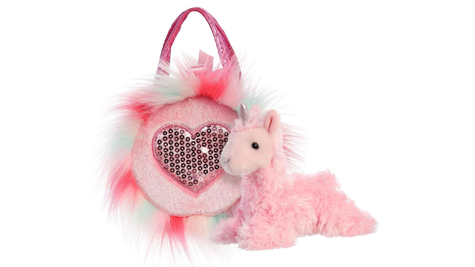 Cotton Candy Fancy Pals Unicorn In Pink Fluffy Heart Bag
