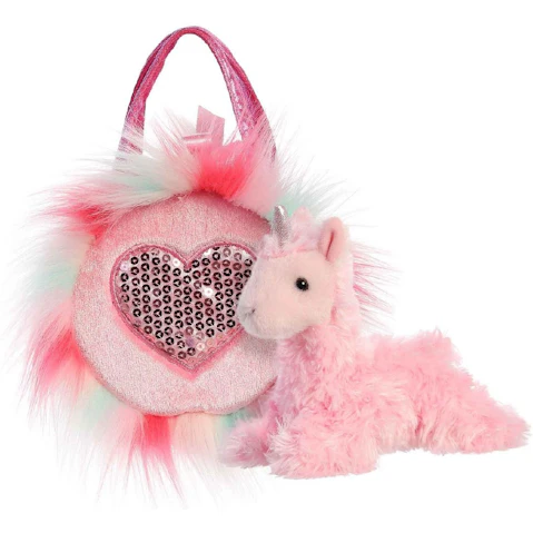 Cotton Candy Fancy Pals Unicorn In Pink Fluffy Heart Bag