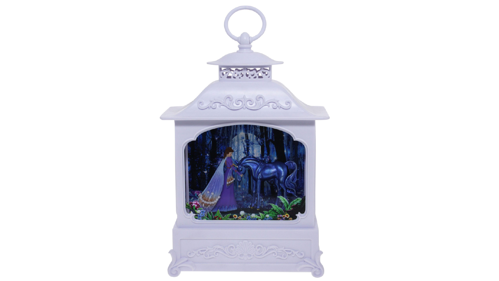 Cotton Candy Dark Fairy & Unicorn White Glitter Lantern