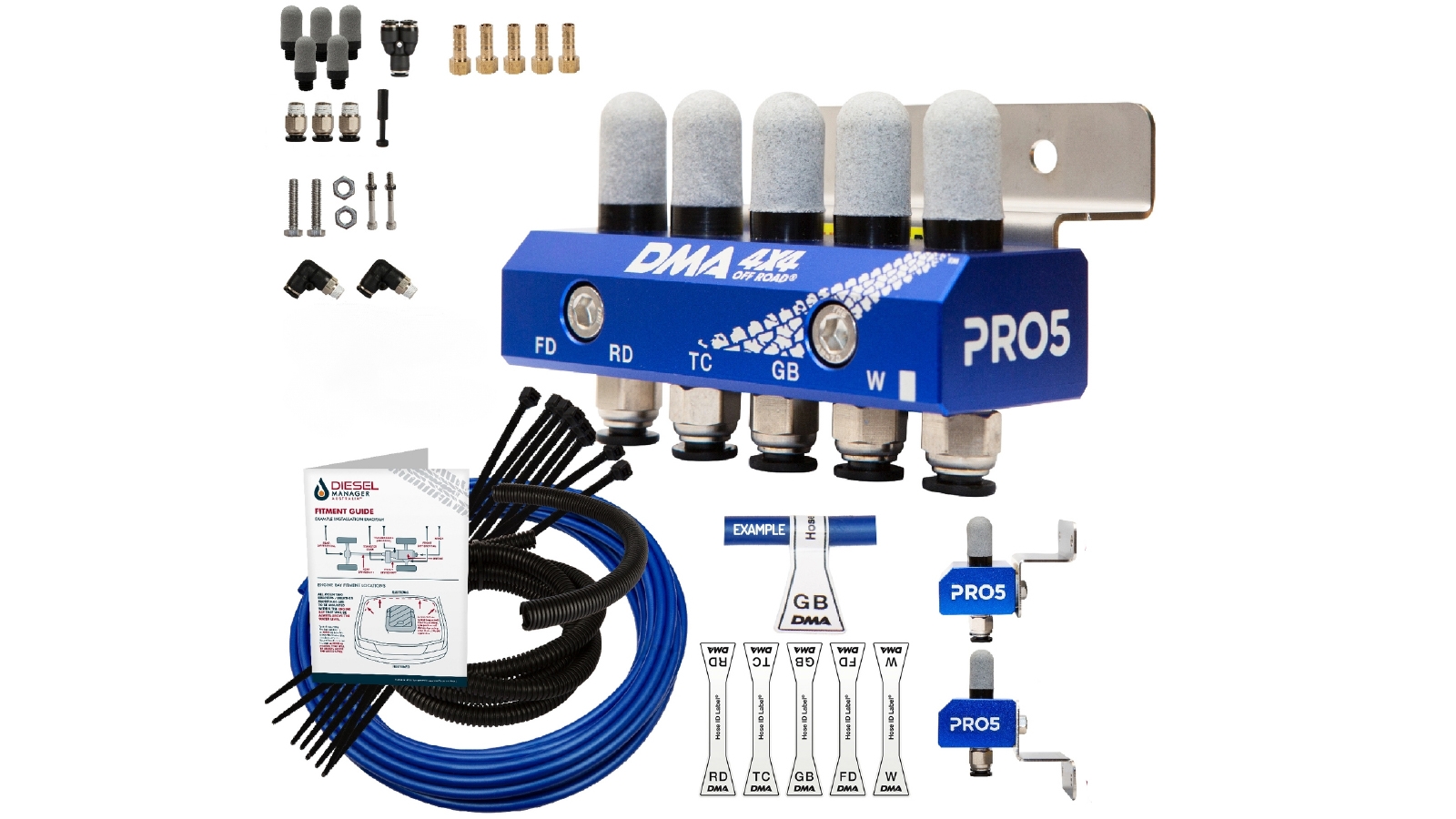 DMA Diff Breather Kit 5 Port for Toyota Hilux KUN,TGN,GUN,GGN Blue