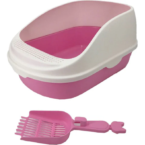 YES4PETS Large Portable Cat Toilet Litter Box Tray House with Scoop - Pink