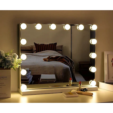 Vikus Hollywood Vanity Style LED Makeup Lights Mirror with 3 Color Modes Lights with 10 Dimmable Bulbs (Mirror Not Include)