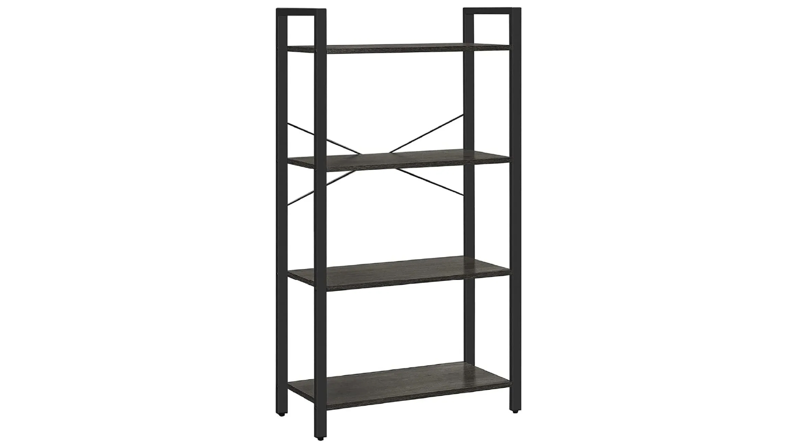 Vikus 4-Tier Shelving Unit  Bookcase - Charcoal Gray and Black 