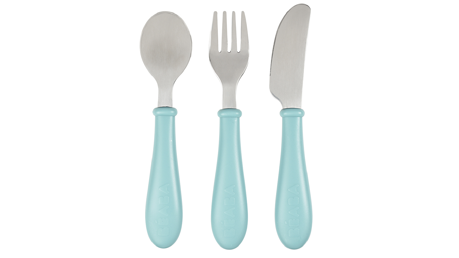 Beaba 3 Piece Stainless Steel Training Cutlery Set - Light Blue
