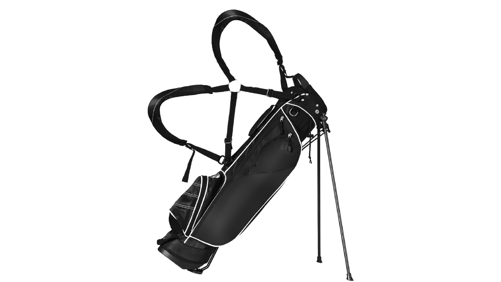 Costway 4-Way Divider Golf Cart Carry Bag with Insulated Pocket Iron Bracket Leg - Black