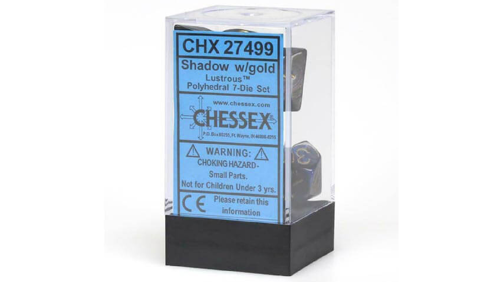 Chessex Luststrous Polyhedral D7 Die Set (7 Dice) - Shadow/Gold