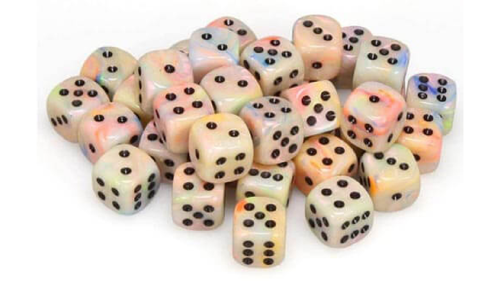 Chessex Vortex 12mm D6 Dice (36 Dice) - Circus/Black