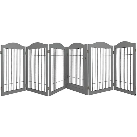 PaWz 6 Panels Enclosure Fence Indoor Pet Dog Playpen - Grey