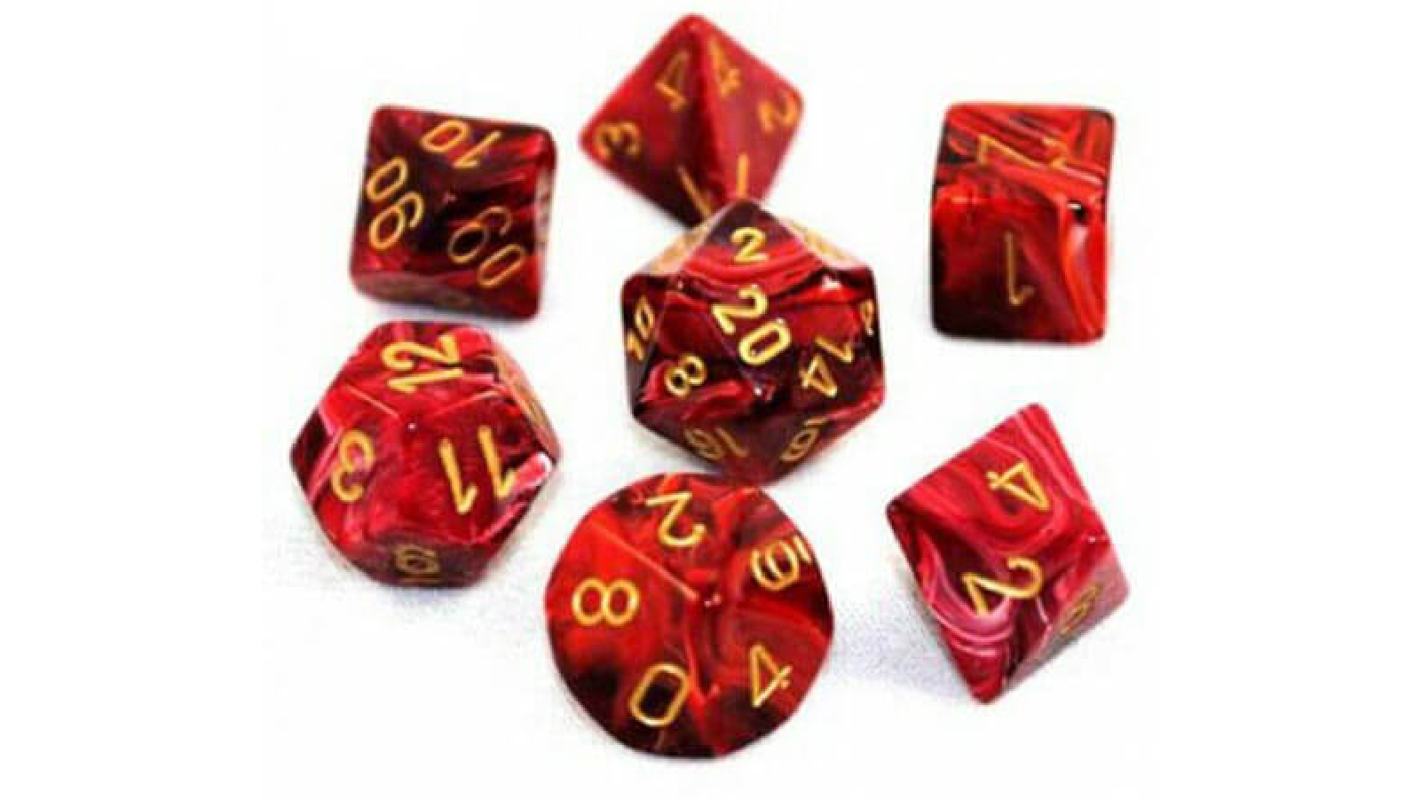 Chessex Vortex Polyhedral 7-Die Set - Burgundy/Gold