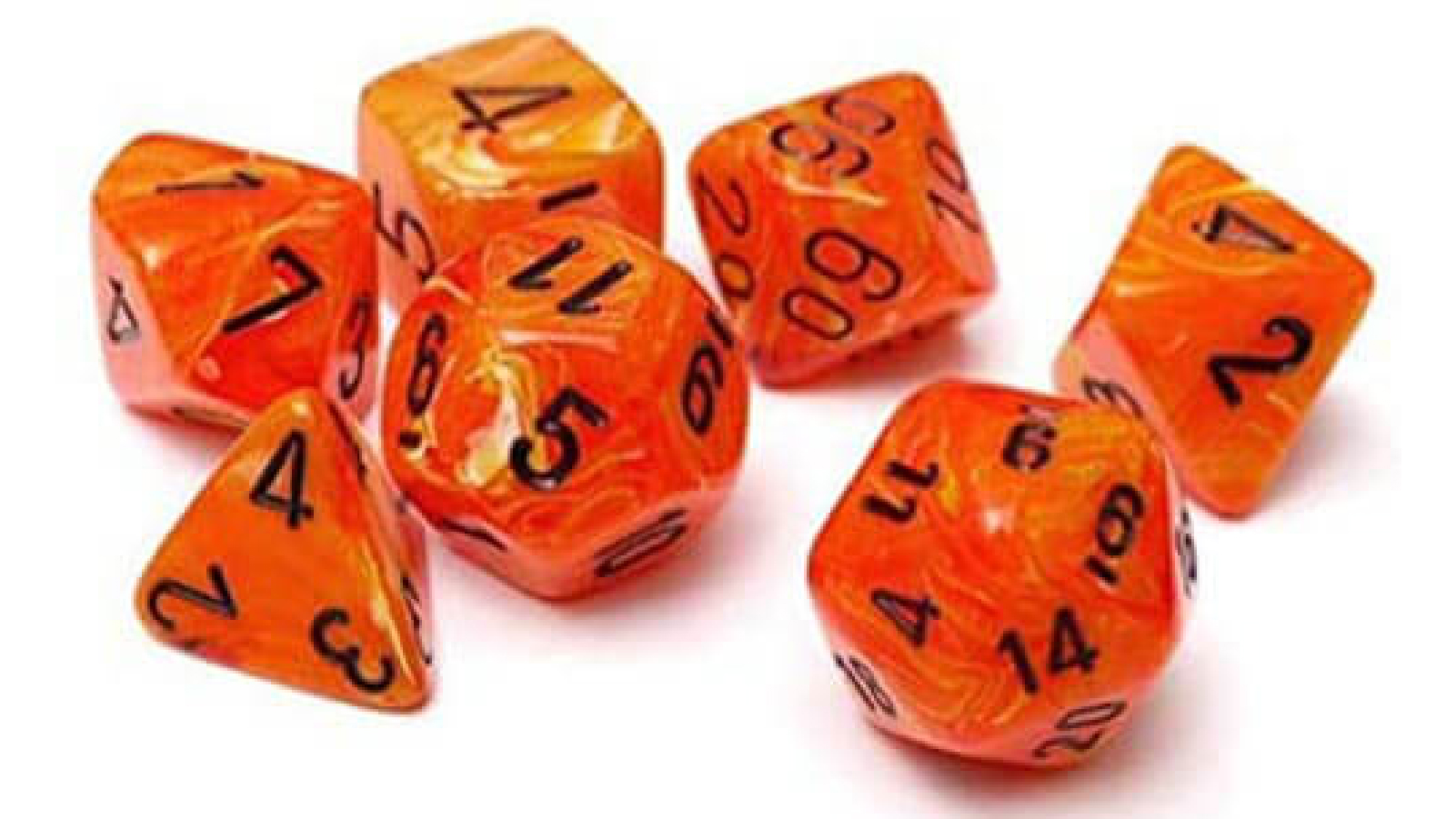Chessex Vortex Polyhedral 7-Die Set - Orange/Black