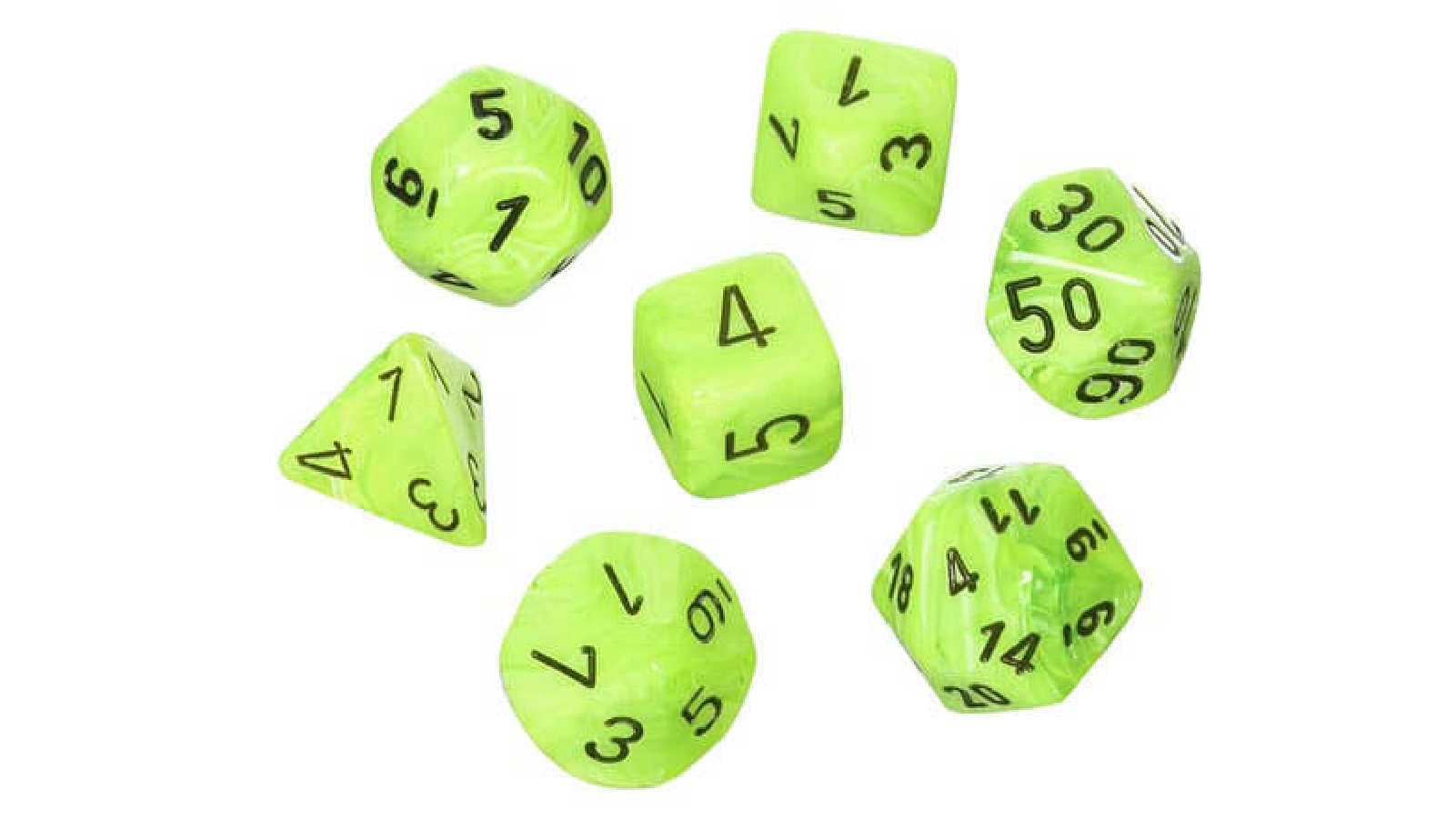 Chessex Vortex Polyhedral 7-Die Set - Green/Black