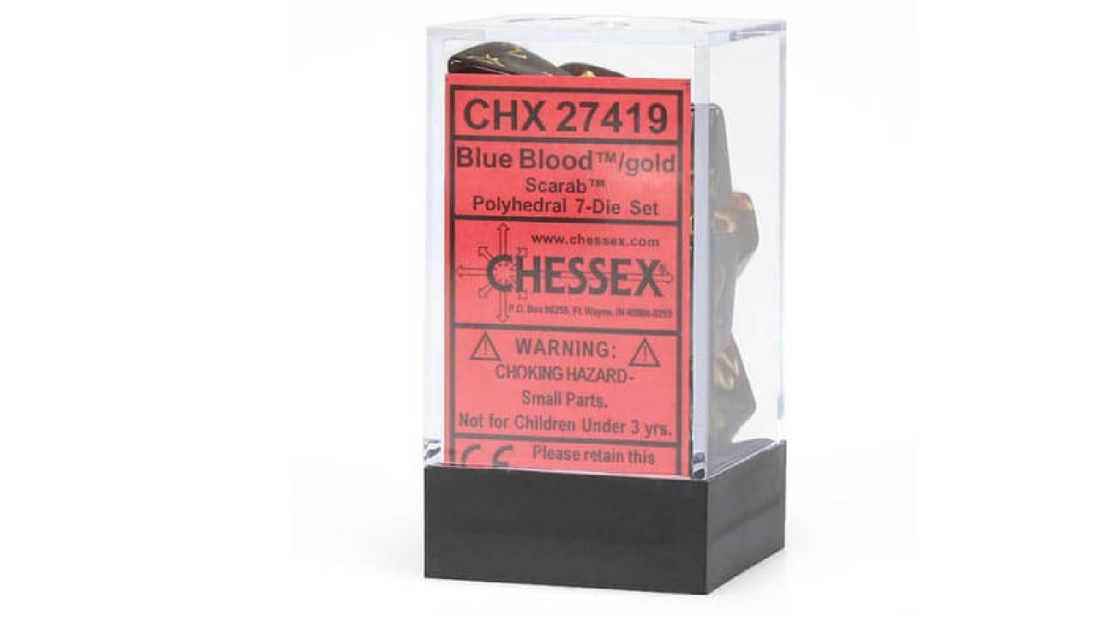 Chessex Scar Polyhedral 7-Die Set Dice - Blue Blood/Gold