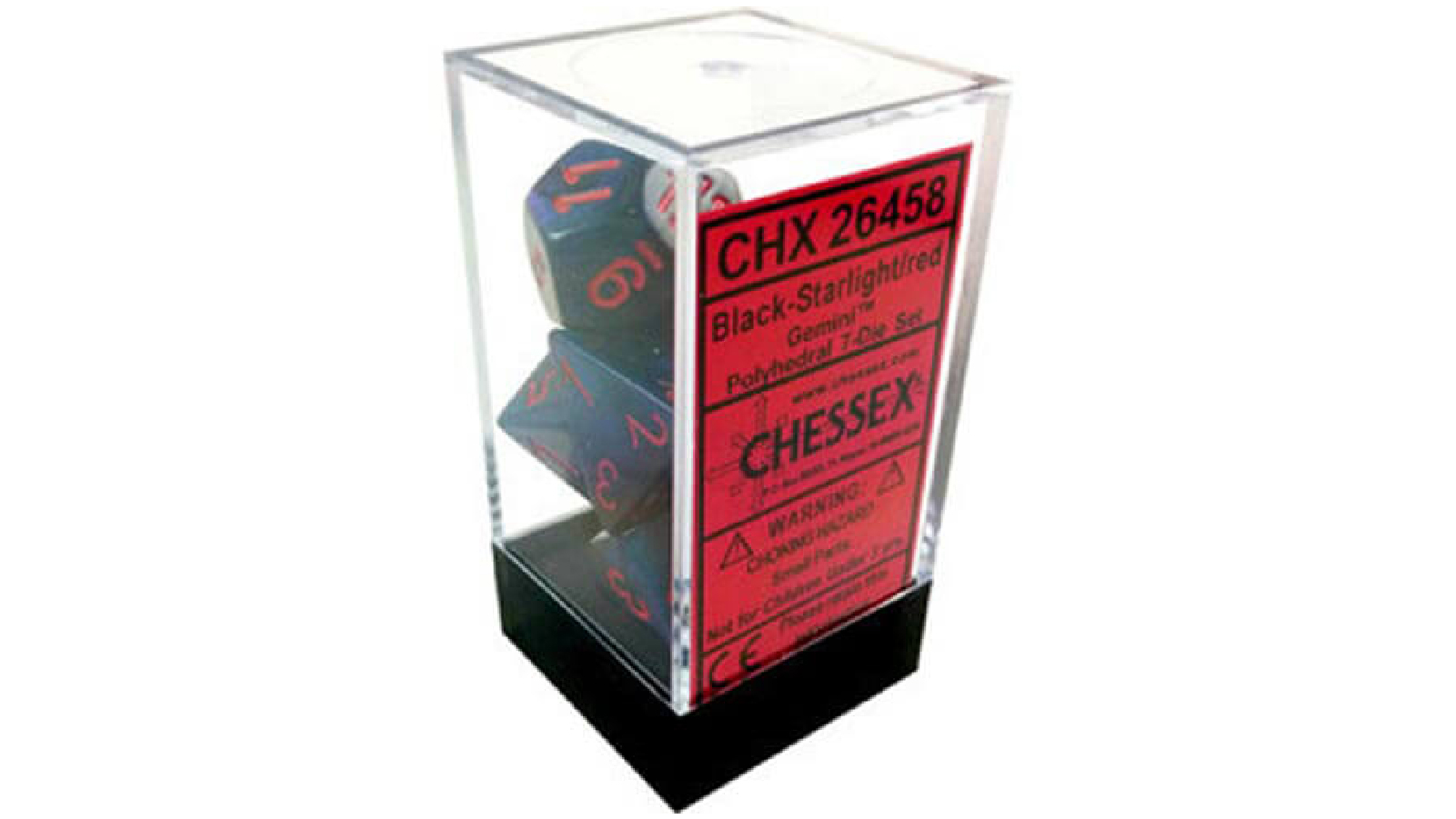 Chessex Gemini Black Starlight With Red Polyhedral 7 Die Set