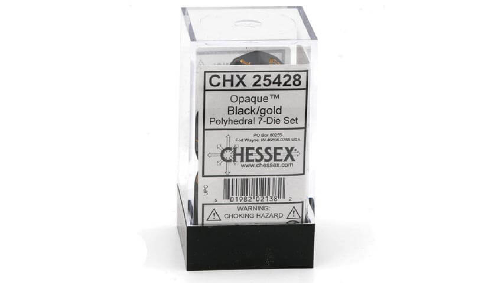 Chessex Black and Gold Opaque Polyhedral 7 Die Set