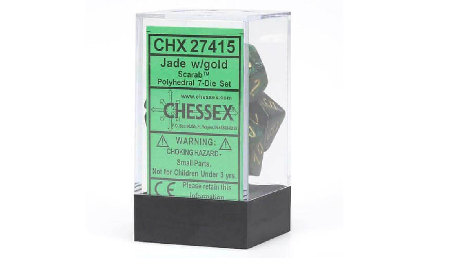 Chessex Scar Polyhedral 7-Die Set Dice - Jade/Gold