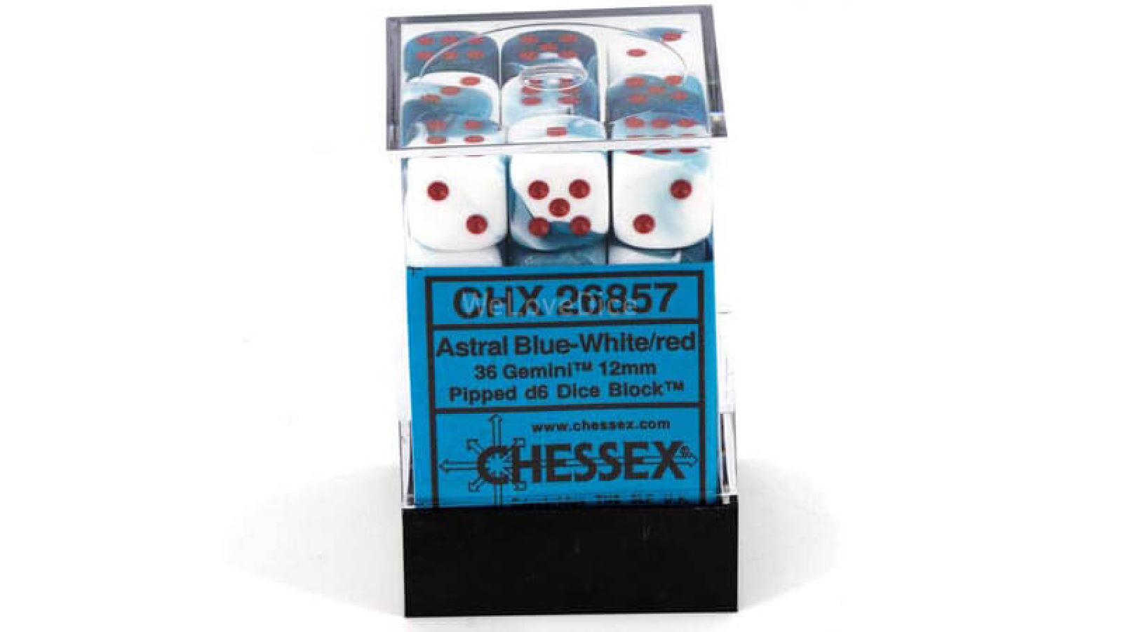 Chessex	D6 Dice Gemini 12mm (36 Dice) - Blue-White/Red