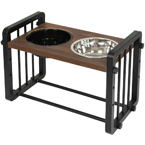 PaWz Medium Size Stainless Steel Dual Elevated Pet Bowls