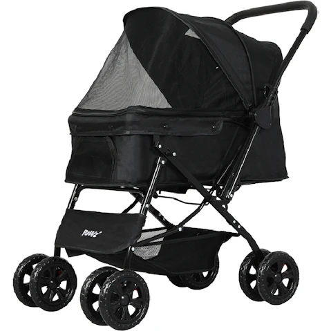 PaWz 4 Wheel Pet Stroller - Black
