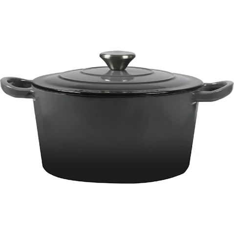 Toque 4L Round Cast Iron Dutch Oven Casserole - Black