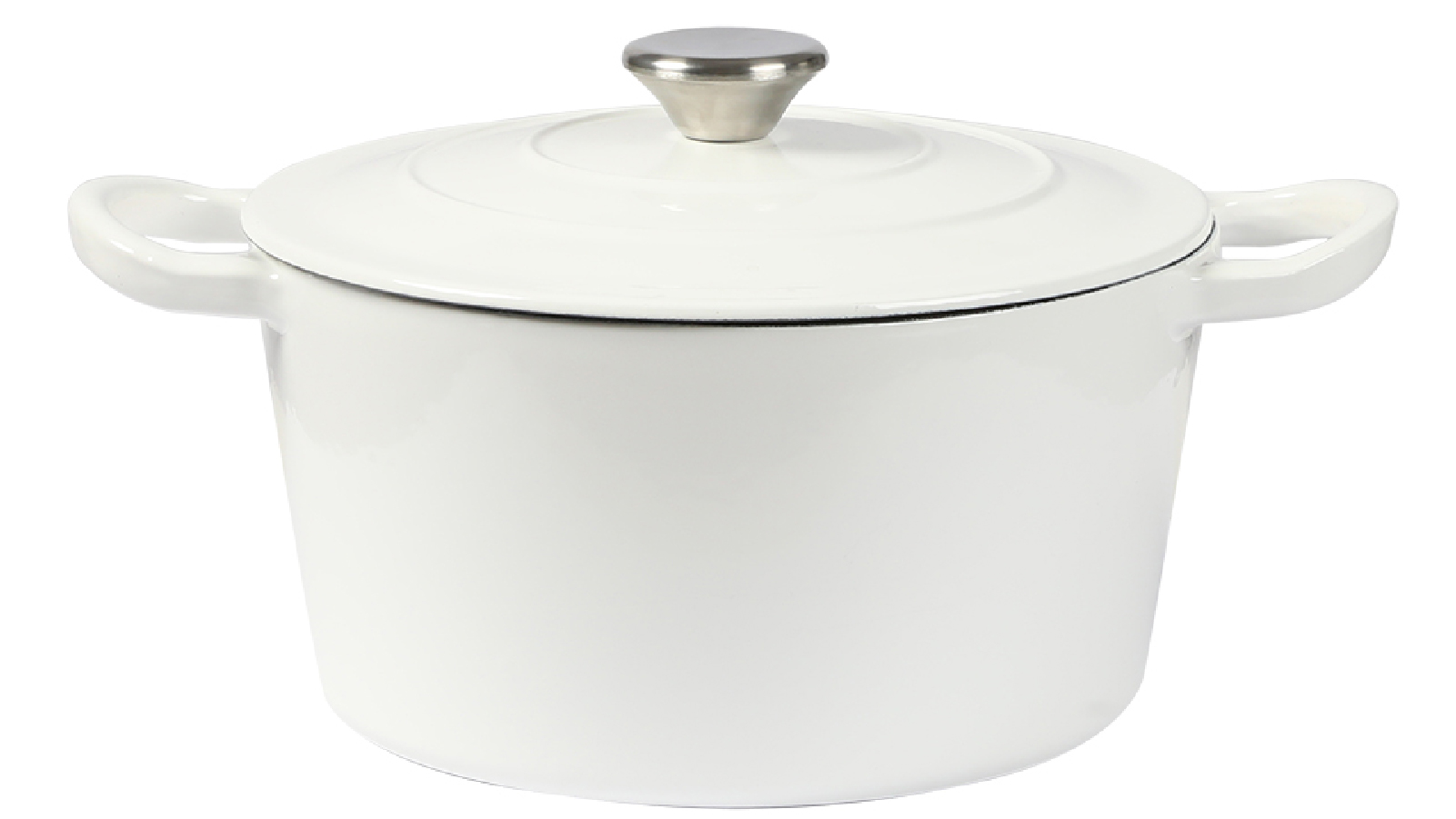 Toque 4L Round Cast Iron Dutch Oven Casserole - White