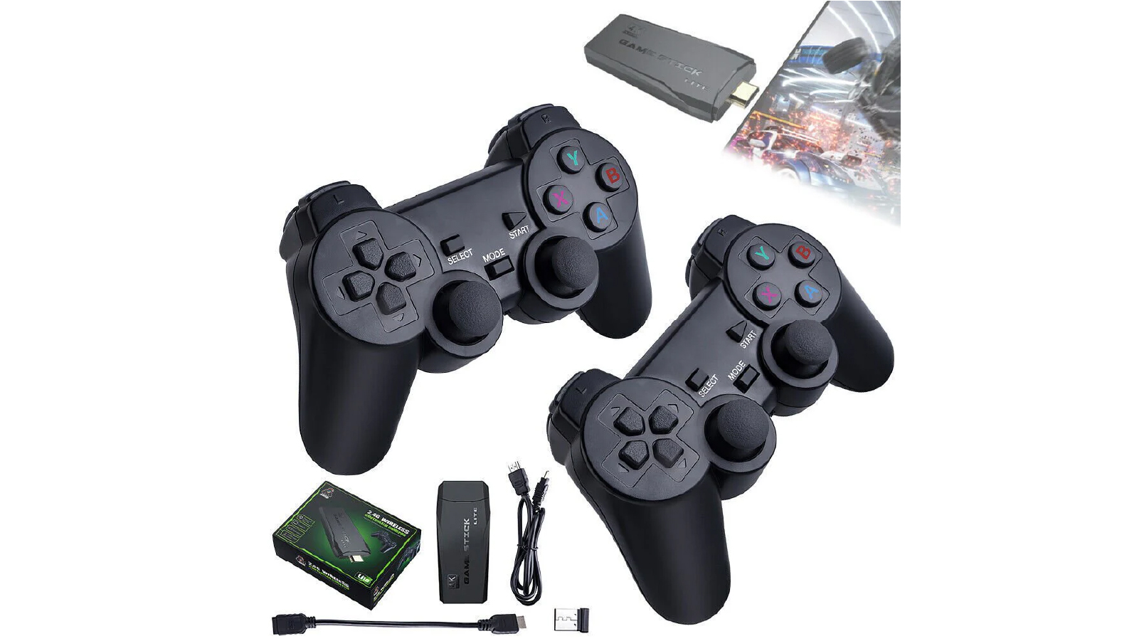 BatteryMate 10000+ 4K HDMI TV Video Game Stick Retro Gaming Console with 2 Wireless Controller	