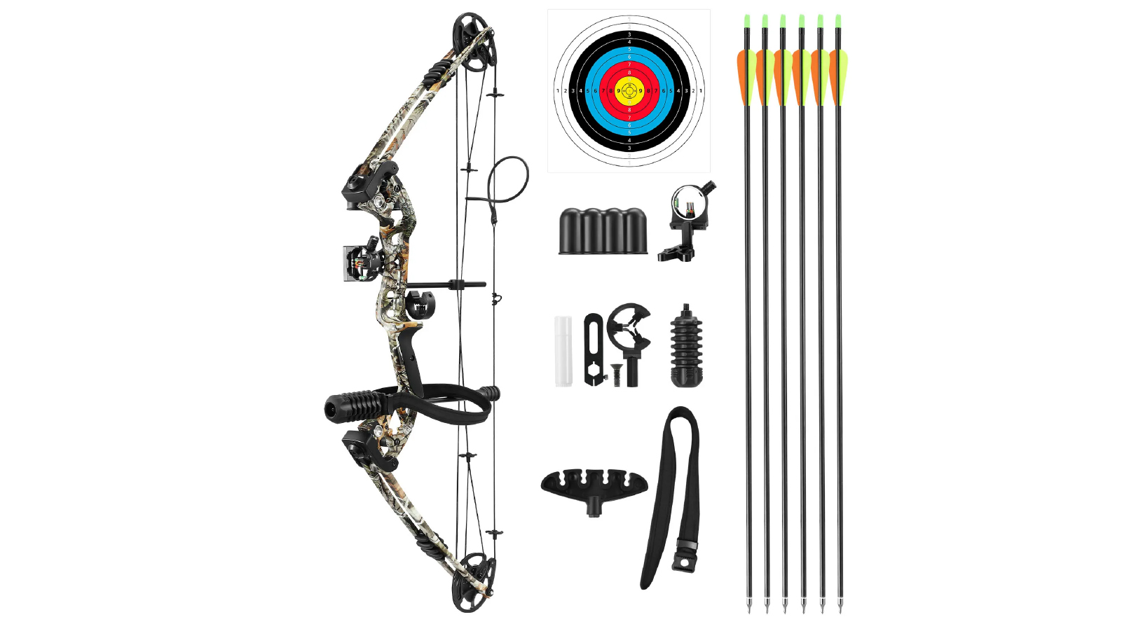 20-55lbs Right Handed Compound Bow Arrow Archery Equipment Set for Beginner Master - Camouflage