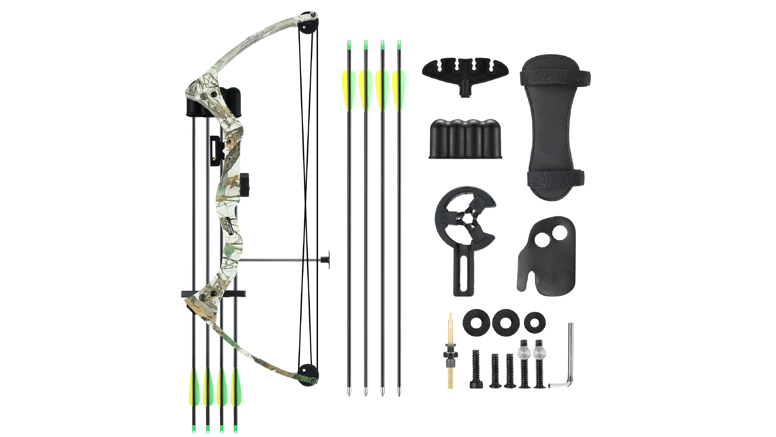 15-20lbs Adjustable Speed Archery Sports Compound Bow Arrow Set for Youth Beginner Practice - Camouflage