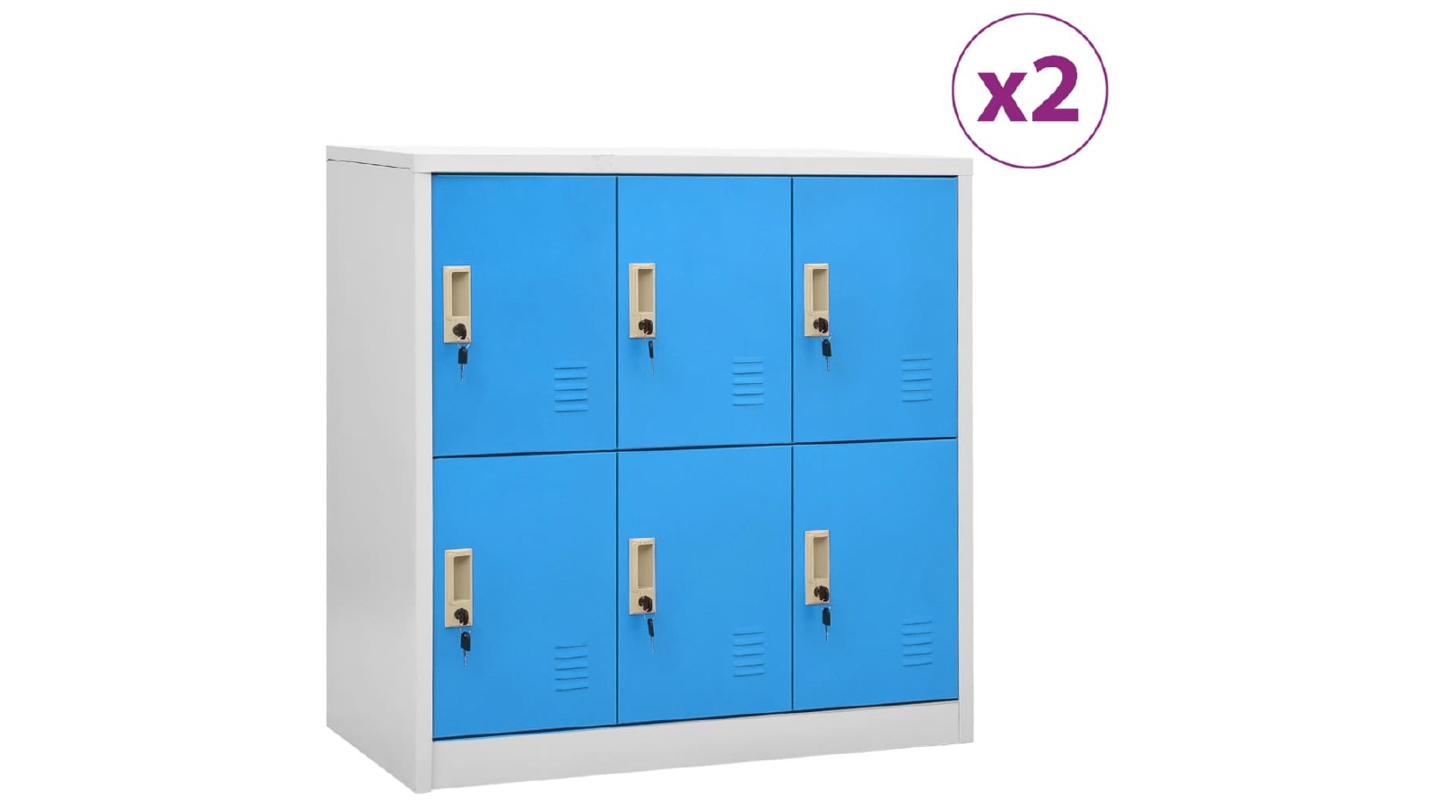 VidaXL 2 Piece 90 x 45 x 92.5 cm Steel Locker Cabinets With 6 lockers - Light Grey and Blue