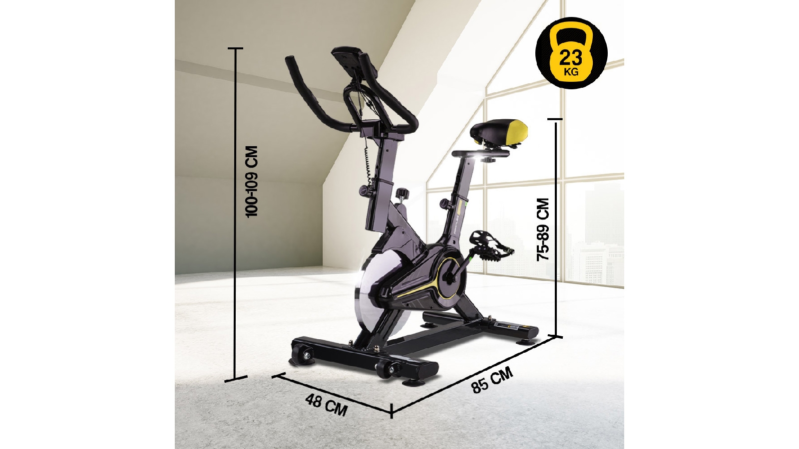 PROFLEX Spin Bike Flywheel Yellow Harvey Norman