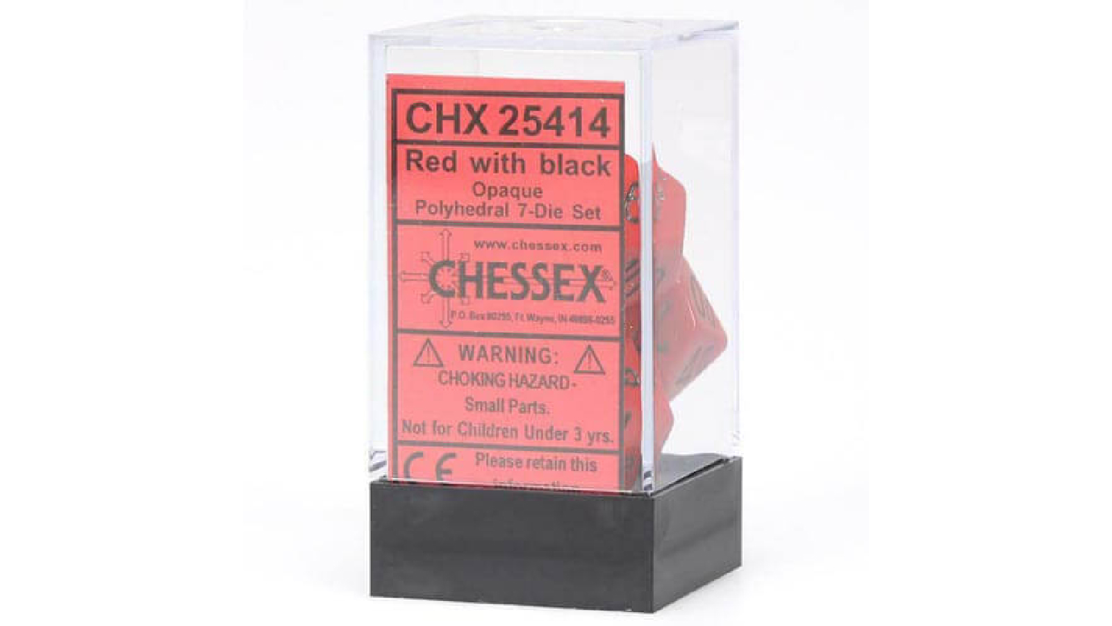 Chessex Black and Red Opaque Polyhedral 7 Die Set