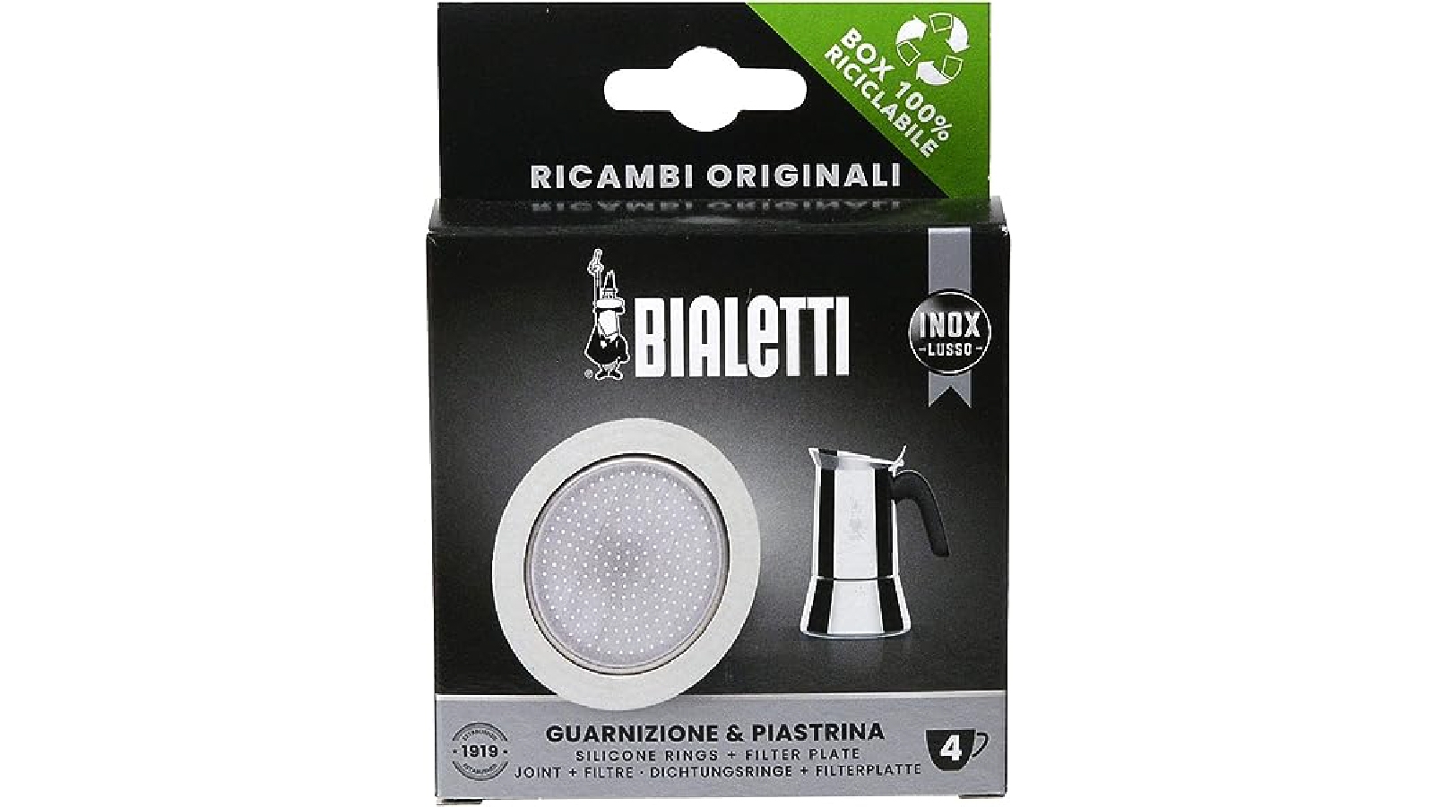 Bialetti 4 Cup Silicone Ring Gasket + Filter Plate For SS Percolator