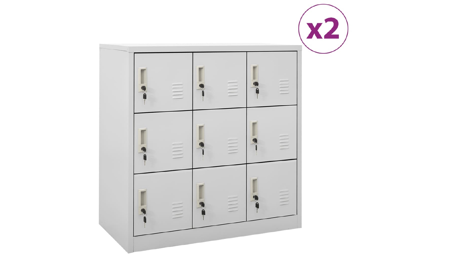 VidaXL 2 Piece 90 x 45 x 92.5 cm Steel Locker Cabinets With 9 Lockers - Light Grey