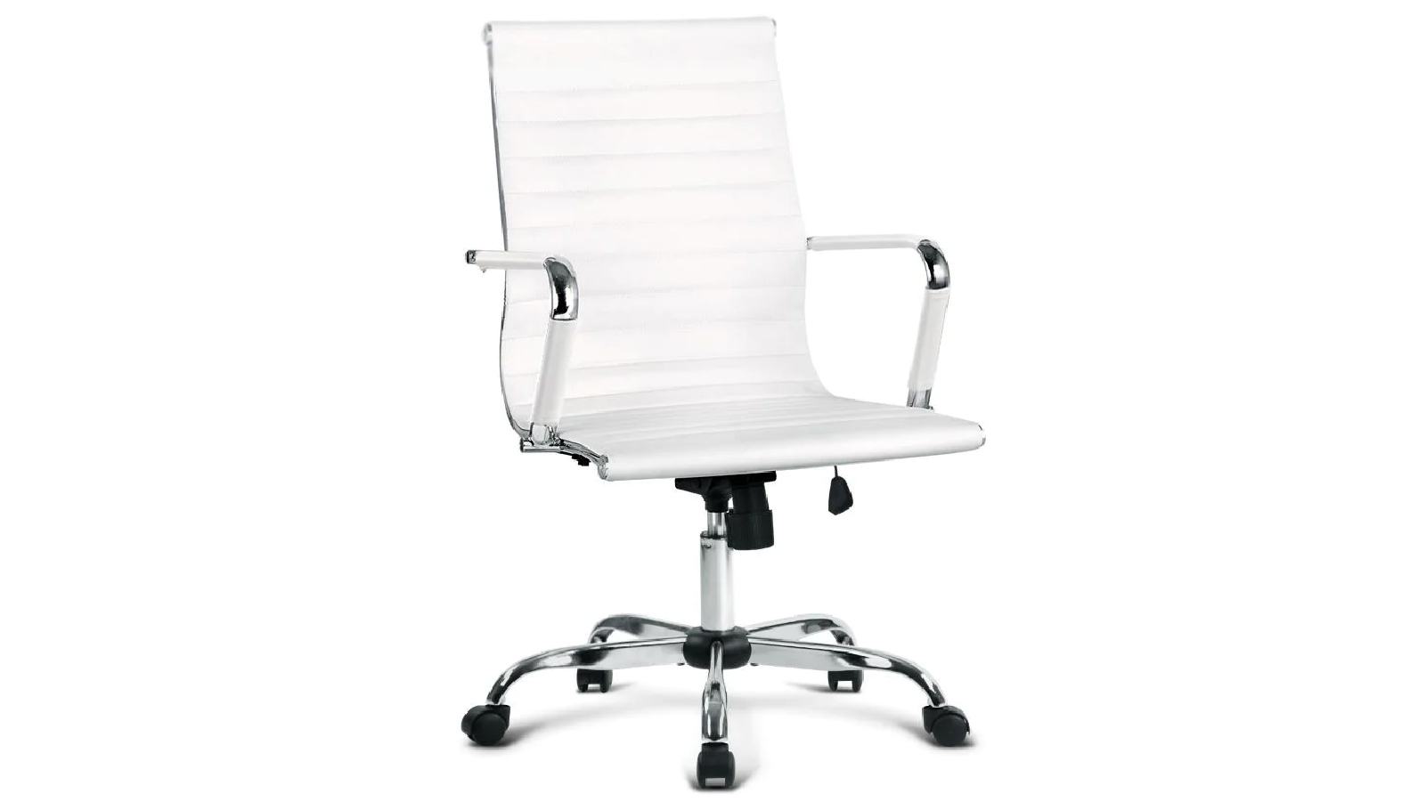 Artiss PU Leather Mid-Back Conference Computer Office Chair with Wheels - White